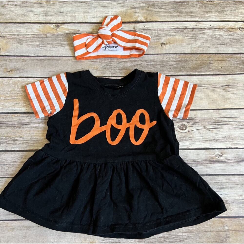 Gigi and Max Boo Orange Black Halloween Outfit 18 Months - Picture 3 of 11